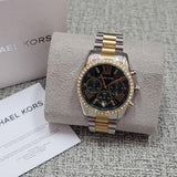 Michael Kors Lexington Chronograph Green Dial Two Tone Steel Strap Watch For Women - MK7303 Authentic Buy Shop Now