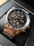 Hugo Boss Grand Prix Black Dial Silver Steel Strap Watch for Men - 1513477 Authentic Buy Shop Now