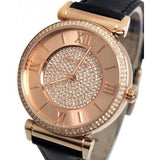 Michael Kors Catlin Rose Gold Crystal Dial Black Leather Strap Watch for Women - MK2376 Authentic Buy Shop Now