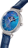 Swarovski Passage Moon Phase Blue Dial Blue Leather Strap Watch for Women - 5613320 Authentic Buy Shop Now
