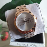 Michael Kors Slim Runway White Dial Rose Gold Steel Strap Watch For Women - MK3804 Authentic Buy Shop Now