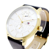 Tommy Hilfiger Hunter White Dial Black Leather Strap Watch for Men - 1791606 Authentic Buy Shop Now