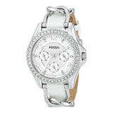 Fossil Riley White Dial White Leather Strap Watch for Women - ES3463 Authentic Buy Shop Now