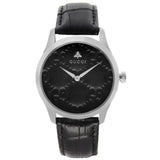 Gucci G Timeless Quartz Black Dial Black Leather Strap Watch For Men - YA1264031 Authentic Buy Shop Now