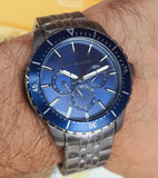 Michael Kors Cunningham Multifunction Blue Dial Silver Steel Strap Watch For Men - MK7153 Authentic Buy Shop Now