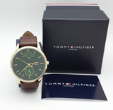 Tommy Hilfiger Hunter Green Dial Brown Leather Strap Watch for Men - 1791607 Authentic Buy Shop Now