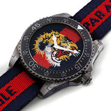 Gucci Dive Tiger Blue and Red Dial Blue Red Blue Nylon Strap Watch For Men - YA136215 Authentic Buy Shop Now
