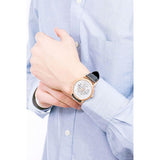 Emporio Armani Meccanico Skeleton Silver Dial Black Leather Strap Watch For Men - AR60031 Authentic Buy Shop Now