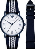 Emporio Armani Kappa Analog White Dial Two Tone Nylon Strap Watch For Men - AR80004 Authentic Buy Shop Now