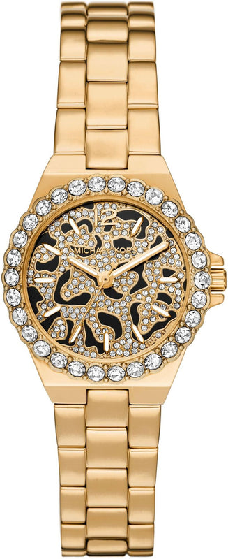 Michael Kors Lennox Three Hand Black Dial Gold Steel Strap Watch For Women - MK7394 Authentic Buy Shop Now