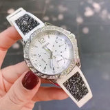Guess Swirl Quartz Silver Dial White Silicone Strap Watch for Women - W1096L1 Authentic Buy Shop Now