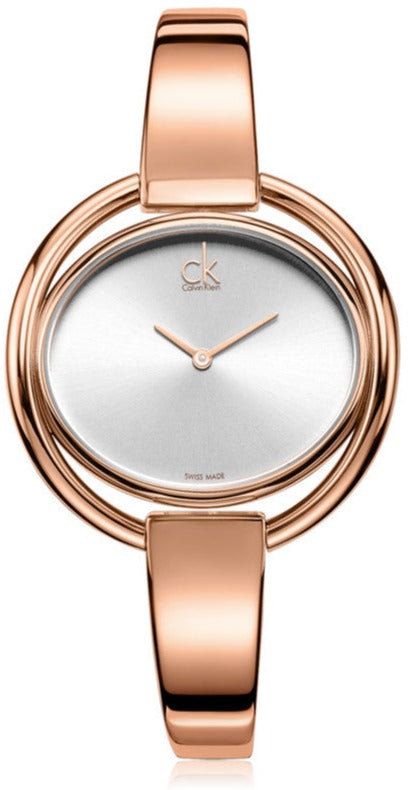 Calvin Klein Impetuos Silver Dial Rose Gold Steel Strap Watch for Women - K4F2N616 Authentic Buy Shop Now