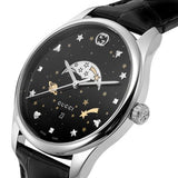 Gucci G-Timeless Moonphase Black Dial Black Leather Strap Watch For Men - YA126327 Authentic Buy Shop Now