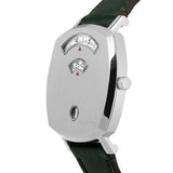Gucci Grip Quartz Silver Dial Green Leather Strap Unisex Watch - YA157406 Authentic Buy Shop Now