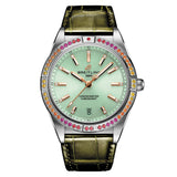 Breitling Chronomat Automatic 36 South Sea Green Dial Green Leather Strap Watch for Women - A10380611L1P1 Authentic Buy Shop Now
