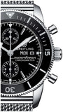 Breitling Superocean Heritage Chronograph 44 Black Dial Silver Mesh Bracelet Watch for Men - A13313121B1A1 Authentic Buy Shop Now