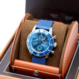 Breitling Superocean Heritage Chronograph 44 Blue Dial Blue Mesh Bracelet Watch for Men - A13313161C1S1 Authentic Buy Shop Now