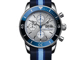 Breitling Superocean Heritage Chronograph 44 Ocean Conservancy Silver Dial Two Tone NATO Strap Watch for Men - A133131A1G1W1 Authentic Buy Shop Now