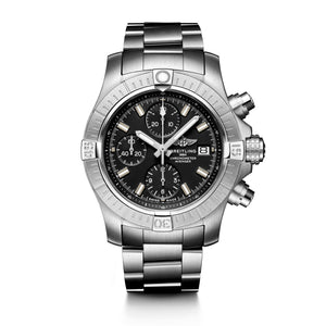 Breitling Avenger Chronograph 43 Black Dial Silver Steel Strap Watch for Men - A13385101B1A1 Authentic Buy Shop Now