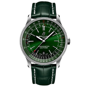 Breitling Navitimer Automatic 41mm Green Dial Green Leather Strap Watch for Men - A17326361L1P1 Authentic Buy Shop Now