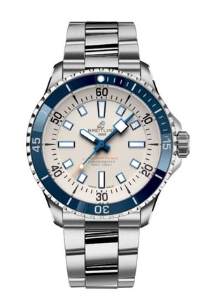 Breitling Superocean Automatic 42 White Dial Green Silver Steel Strap Watch for Men - A17375E71G1A1 Authentic Buy Shop Now