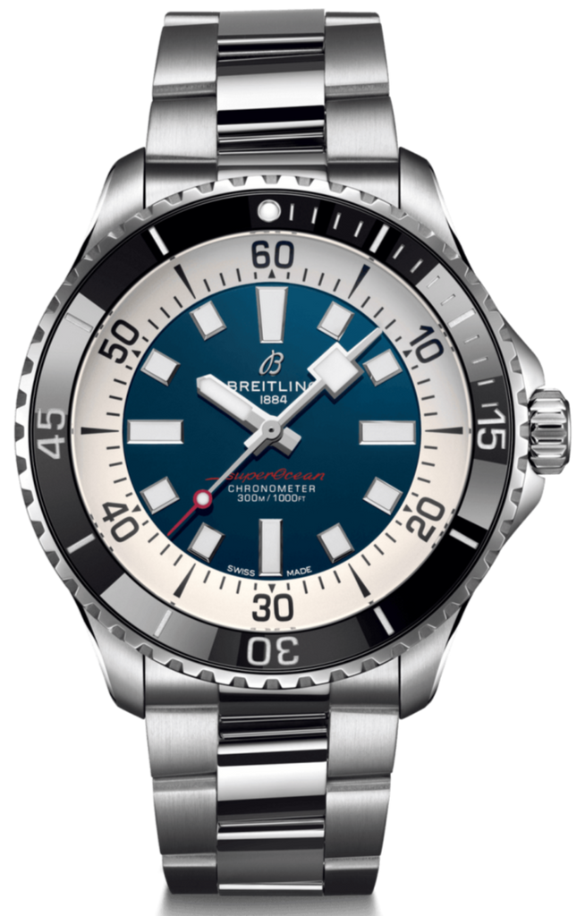 Breitling Superocean Automatic 44mm Blue Dial Silver Steel Strap Watch for Men - A17376211C1A1 Authentic Buy Shop Now