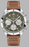 Breitling Avi Chronograph 42 Curtiss Warhawk Green Dial Brown Leather Strap Watch for Men - A233802A1L1X1 Authentic Buy Shop Now