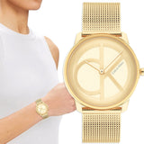 Calvin Klein Minimal Silver Dial Gold Mesh Bracelet Watch for Women - K3M22526 Authentic Buy Shop Now