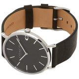 Coach Charles Grey Dial Black Leather Strap Watch for Men - 14602150 Authentic Buy Shop Now