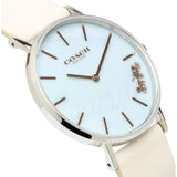 Coach Perry Blue Mother of Pearl Dial White Leather Strap Watch for Women - 14503270 Authentic Buy Shop Now