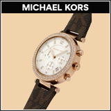 Michael Kors Parker Chronograph White Dial Brown Leather Strap Watch For Women - MK6917 Authentic Buy Shop Now