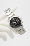 Guess Atlas Chronograph Black Dial Silver Steel Strap Watch For Men - W0668G3 Authentic Buy Shop Now