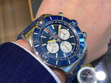 Breitling Super Chronomat B01 44 Blue Dial Blue Rubber Strap Watch for Men - AB0136161C1S1 Authentic Buy Shop Now