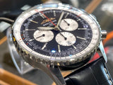 Breitling Navitimer B01 Chronograph 46 Black Dial Black Leather Strap Watch for Men - AB0137211B1P1 Authentic Buy Shop Now