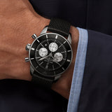 Breitling Superocean Heritage B01 Chronograph 44 Black Dial Black Mesh Bracelet Watch for Men - AB0162121B1S1 Authentic Buy Shop Now