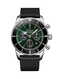 Breitling Superocean Heritage B01 Chronograph 44 Limited Edition Green Dial Black Mesh Bracelet Watch for Men - AB01621A1L1S1 Authentic Buy Shop Now