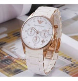 Emporio Armani Sportivo Silver Dial White Silicone Strap Watch For Women - AR5920 Authentic Buy Shop Now