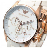Emporio Armani Sportivo Silver Dial White Silicone Strap Watch For Women - AR5920 Authentic Buy Shop Now