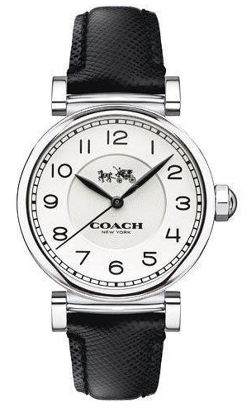 Coach Madison White Dial Black Leather Strap Watch for Women - 14502406 Authentic Buy Shop Now