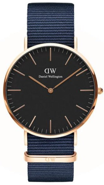 Daniel Wellington Classic Bayswater Black Dial Black NATO Strap Watch For Men - DW00100277 Authentic Buy Shop Now