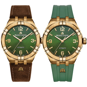 Maurice Lacroix Aikon Automatic Green Dial Brown Leather Strap Watch For Men - AI6008-BRZ0B-630-M Authentic Buy Shop Now
