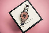 Gucci G Timeless Quartz Mother of Pearl Pink Dial Silver Steel Strap Watch for Women - YA1264166 Authentic Buy Shop Now