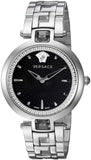 Versace Crystal Gleam Guilloche Black Dial Silver Steel Strap Watch for Women - VAN030016 Authentic Buy Shop Now