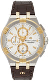 Maurice Lacroix Aikon Chronograph White Dial Brown Leather Strap Watch For Men - AI1018-PVY11-132-1 Authentic Buy Shop Now