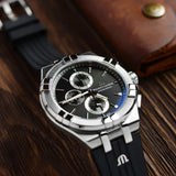 Maurice Lacroix Aikon Chronograph Black Dial Black Leather Strap Watch for Men - AI1018-SS001-330-2 Authentic Buy Shop Now
