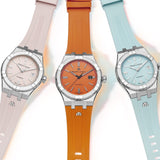 Maurice Lacroix Aikon Automatic Date Orange Dial Silver Steel Strap Watch For Men - AI6008-SS00F-530-E Authentic Buy Shop Now