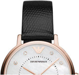 Emporio Armani Kappa Mother of Pearl Dial Black Leather Strap Watch For Women - AR80011 Authentic Buy Shop Now