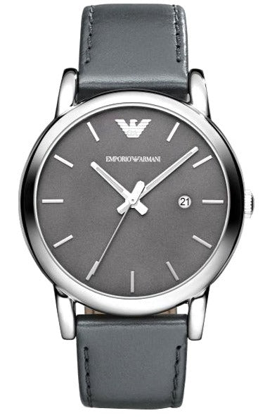 Emporio Armani Classic Quartz Grey Dial Grey Leather Strap Watch For Men - AR1730 Authentic Buy Shop Now