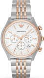 Emporio Armani Zeta Chronograph Quartz White Dial Two Tone Steel Strap Watch For Men - AR1998 Authentic Buy Shop Now