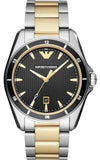 Emporio Armani Quartz Black Dial Two Tone Steel Strap Watch For Men - AR80017 Authentic Buy Shop Now